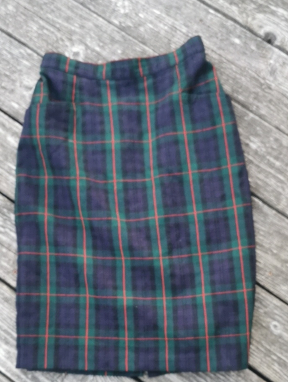 Vintage St Michael Preppy Pure Wool Tartan Academia Plaid Midi Pencil Skirt. 14